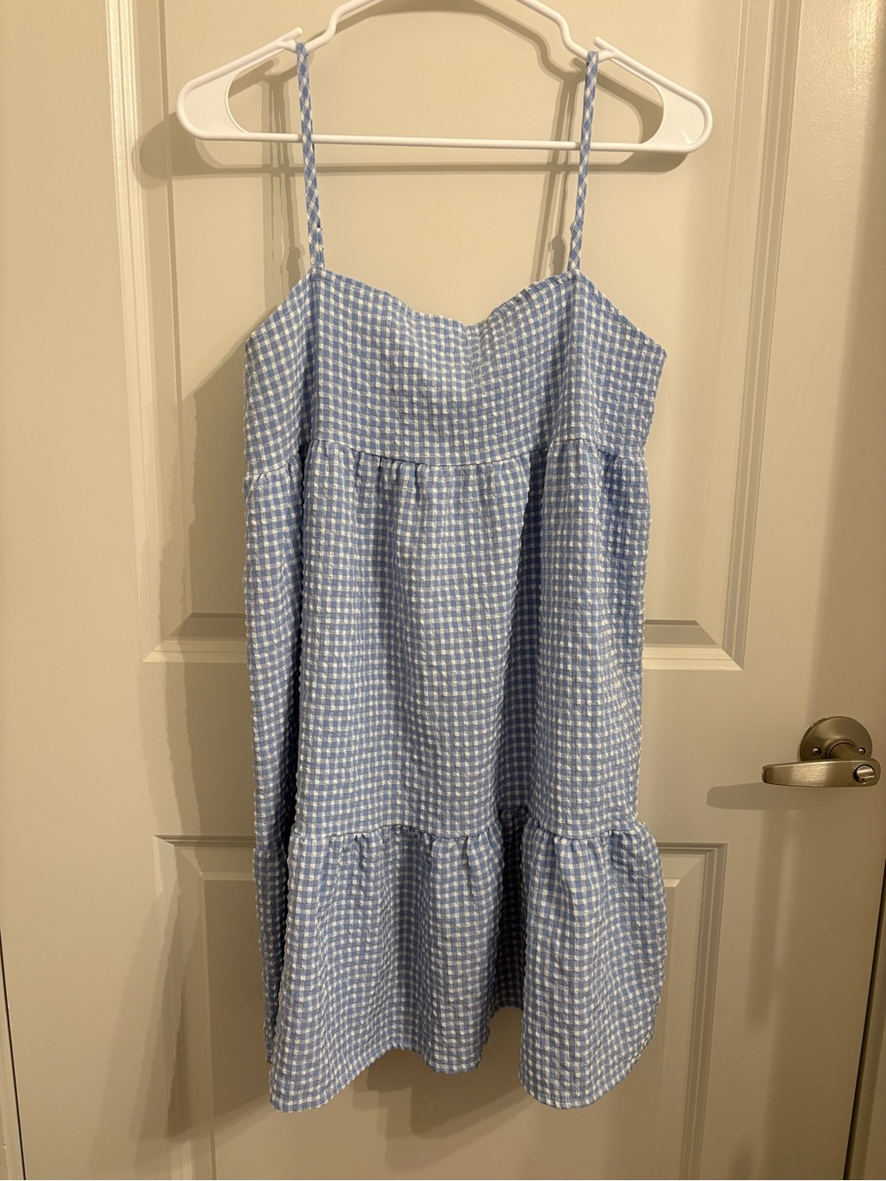 SHEIN Light Blue Gingham Spaghetti Strap Sundress